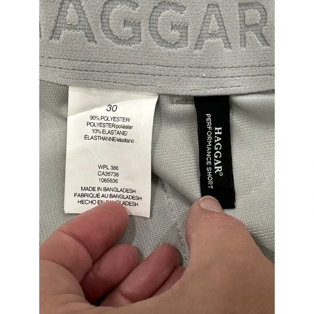 Haggar Mens Performance Short 30 Gray Moisture Wicking Stretch Flex Band NEW